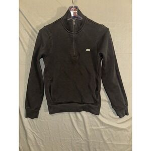 Lacoste 1/4 Zip Pullover Sweater Mens 3 Small Black Pockets Alligator